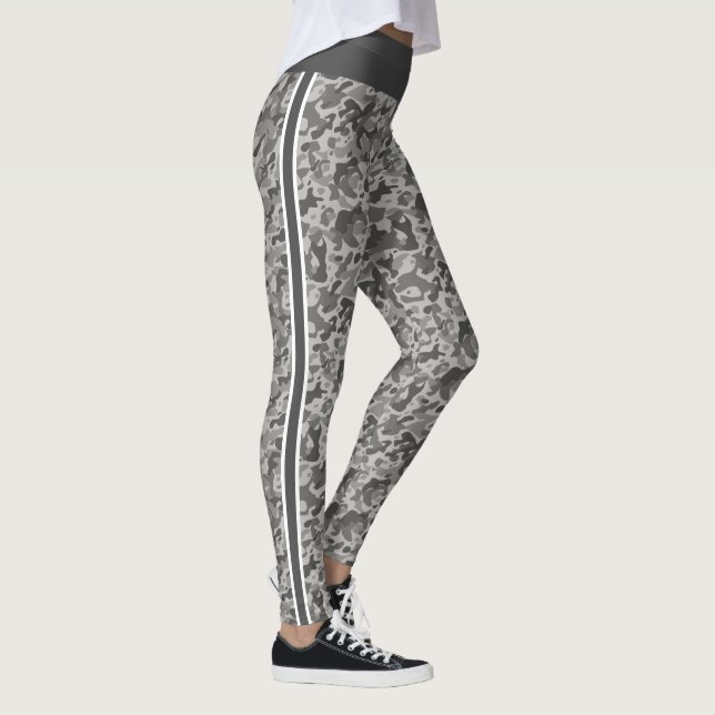 Graue militärische Tarnung weiße und graue Streife Leggings (Rechts)