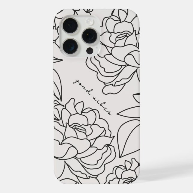 Graue Minimal Floral Ästhetisches Telefon Fall iPhone Hülle (Rückseite)
