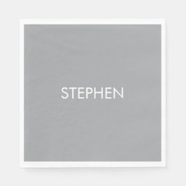 Graue minimalistische benutzerdefinierte Name  Serviette