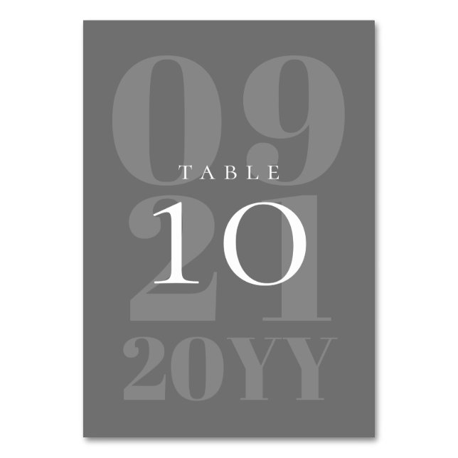 Graue Minimalistische, fette Art Wedding Tischnummer (Vorderseite)