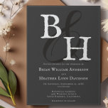 Graue Minimalistische Monogramm-Hochzeit Einladung<br><div class="desc">Mit dieser grauen Minimalistischen Monogram Hochzeitseinladung laden wir Sie zu einer Hochzeitsfeier ein. Das Einladungs-Design bietet einen eleganten Script-Schriftart für Ihre Monogramme. Personalisieren Sie mit dem Bräutigam und den Namen der Braut zusammen mit dem Hochzeitstag und der Lage. Mit diesem Design sind auch weitere Hochzeitswaren erhältlich.</div>