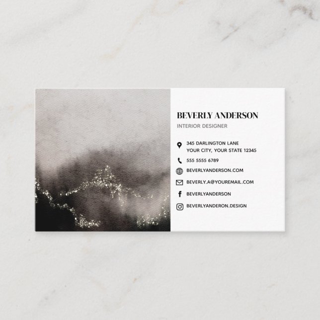 Graue, moderne Art Business Card Visitenkarte (Vorderseite)