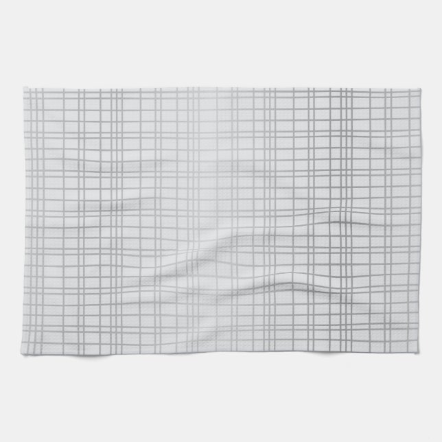 Graue, moderne, einfache, coole, trendige Rasterli Geschirrtuch (Horizontal)