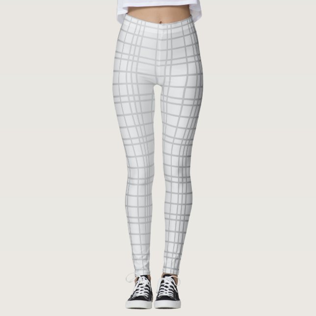 Graue, moderne, einfache, coole, trendige Rasterli Leggings (Vorderseite)