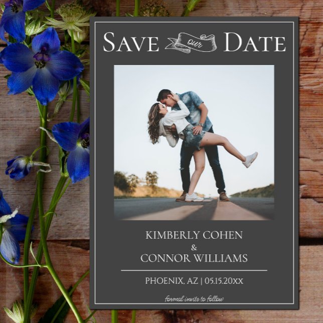 Graue moderne Foto-Speichern Sie das Datum Save The Date (Gray Modern Photo Save the Date)