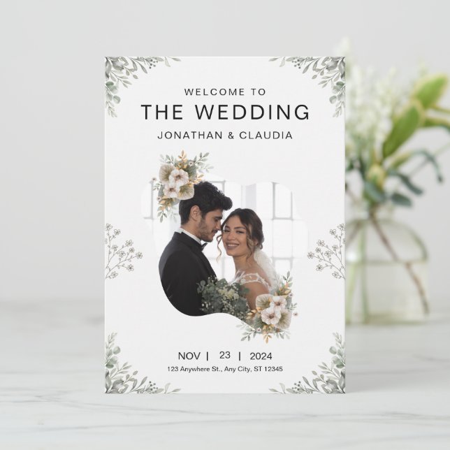 Graue, moderne Hochzeitseinladung nach Maß Einladung (Stehend Vorderseite)