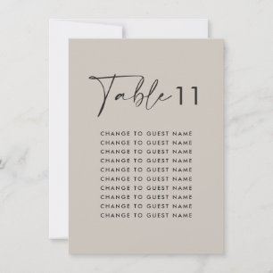 Graue, moderne Hochzeitstisch-Sitzkarte