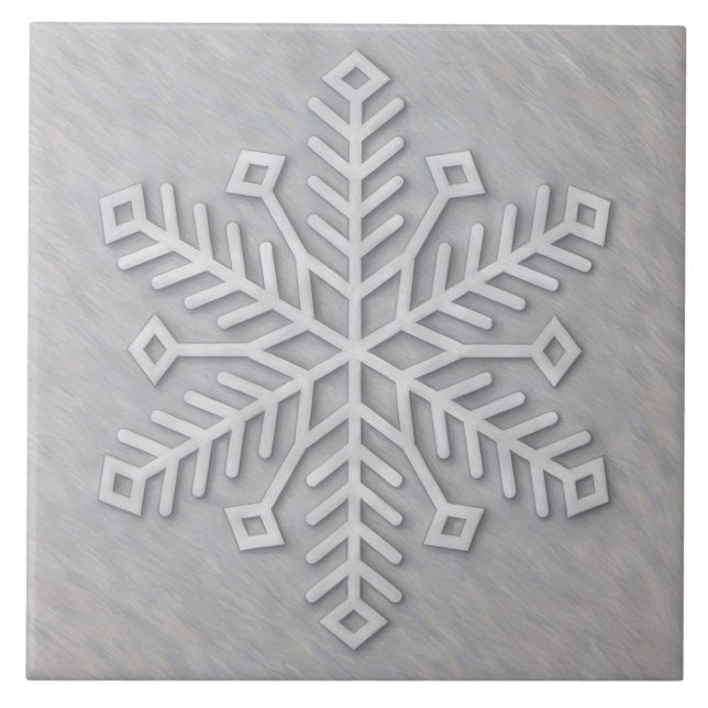 Graue moderne Kunst-Schneeflocke Dekorative Fliese (Vorderseite)