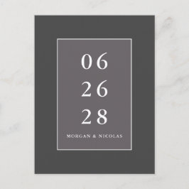 Graue moderne Minimalistische Hochzeit rettet das  Postkarte