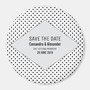 Graue moderne Polka Dots Save the Date Magnet