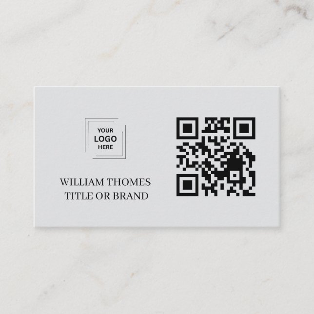 Graue moderne QR-Code-Geschäftsidentität Visitenkarte (Vorderseite)