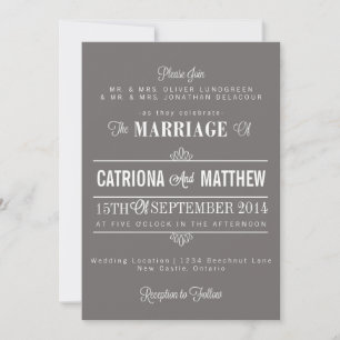 Graue moderne typografische florale Hochzeitseinla Einladung