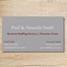 Graue, moderne Visitenkarte mit 2 Namen und Kontak