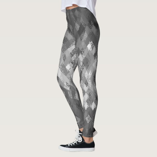 Graue Mono-Mischung Harlekin-Muster-Leggings Leggings (Links)