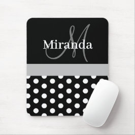 Graue Monogram Schwarz-weiß Polka Dot Mouse Pad Mousepad