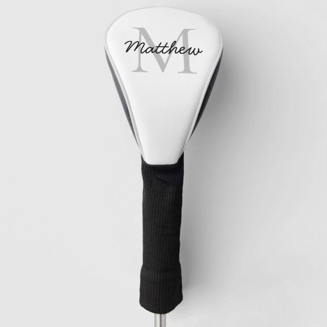 Graue Monogramm Anfangsname Personalisiert Golf Headcover (Vorderseite)