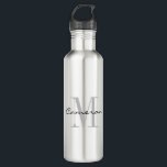 Graue Monogramm Initial und Name Personalisiert Edelstahlflasche<br><div class="desc">Graue Monogramm Initial und Name Personalisiert</div>