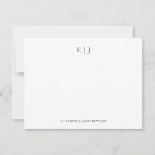 Graue Monogramm-Initialen von Paaren personalisier Mitteilungskarte