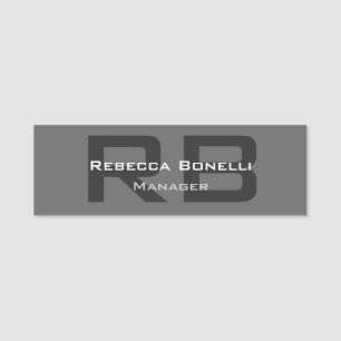 Graue Monogramm Minimalistisch Personalisiert Mode Namensschild