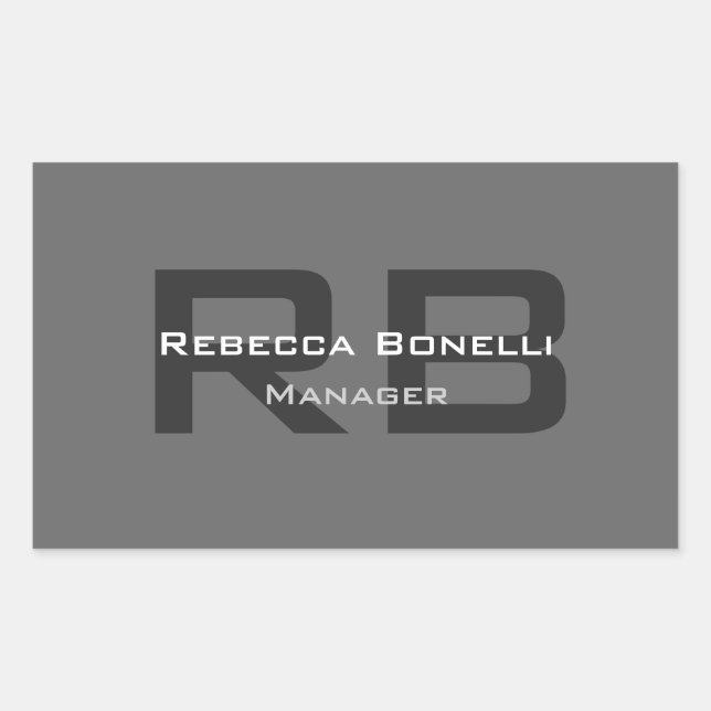 Graue Monogramm Minimalistisch Personalisiert Mode Rechteckiger Aufkleber (Vorderseite)