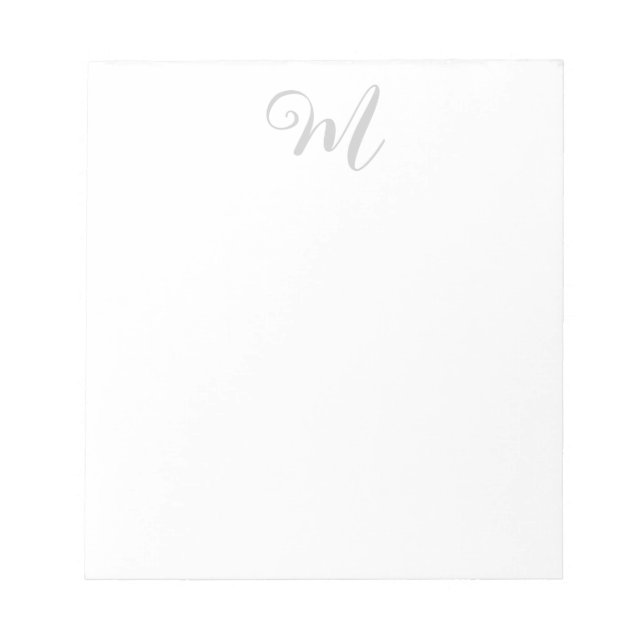 Graue Monogramm Minimalistische Schlichte Chic Notizblock (Vorderseite)