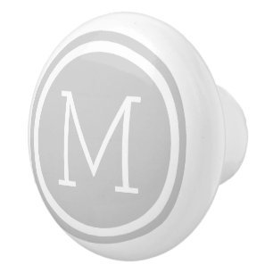 Graue Monogramm-Personalisierte Schublade Keramikknauf