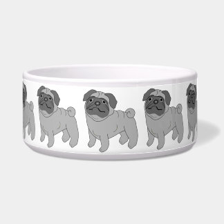 Graue Mops-Hundedesign Napf