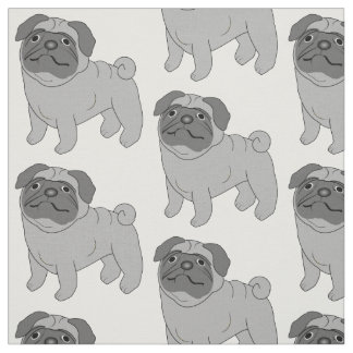 Graue Mops-Hundedesign Stoff