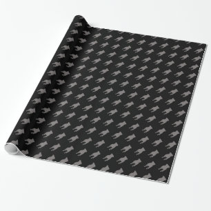 Graue Mops-Silhouetten auf schwarzem Hintergrund Geschenkpapier