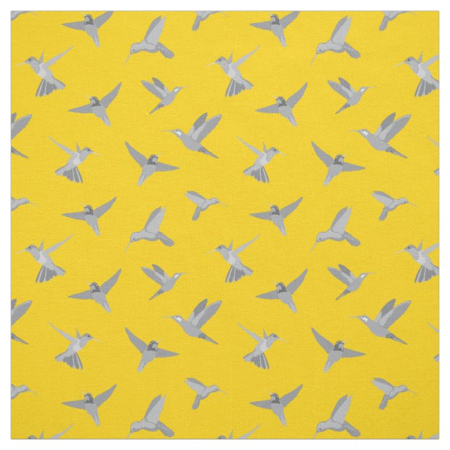 Graue Mustard Gold Hummingbird-Muster Stoff (Muster)