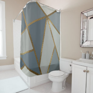 Graue Nuancen Neutral Gold Bronze Geometrisch Duschvorhang