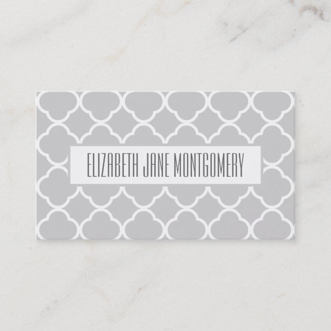 Graue Ogee Moderne Termine Business Card (Vorderseite)