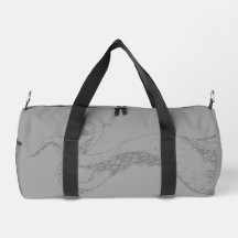 graue Oktopus-Tentakel auf grauem Duffle Bag