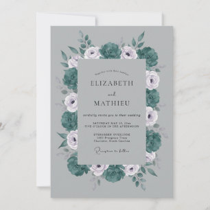 Graue opulente Winterhochzeit Einladung