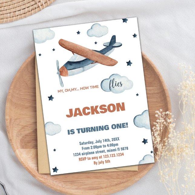 Graue Orange Airplane Einladung zum Geburtstag (Gray Orange Airplane Birthday Invitations)