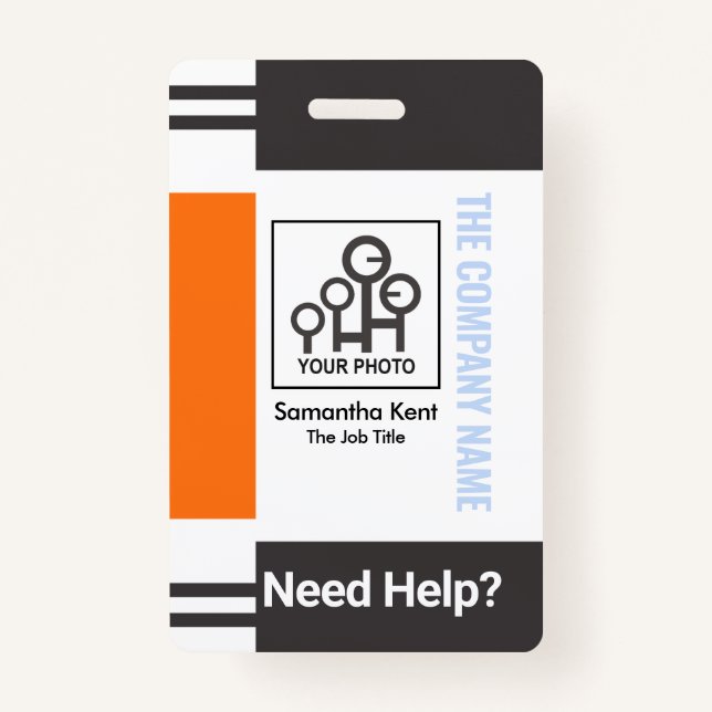 Graue Orange Stripe Spalte Fotovorlage Ausweis (Vorderseite)