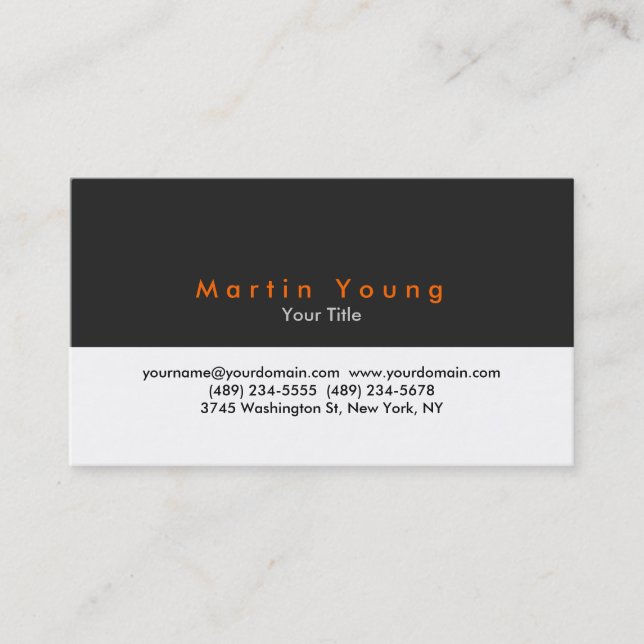 Graue Orange White Beruflich Business Card Visitenkarte (Vorderseite)