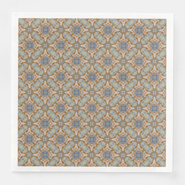 Graue, orangefarbene, blau-diamantgepolsterte Must Serviette (Vorderseite)