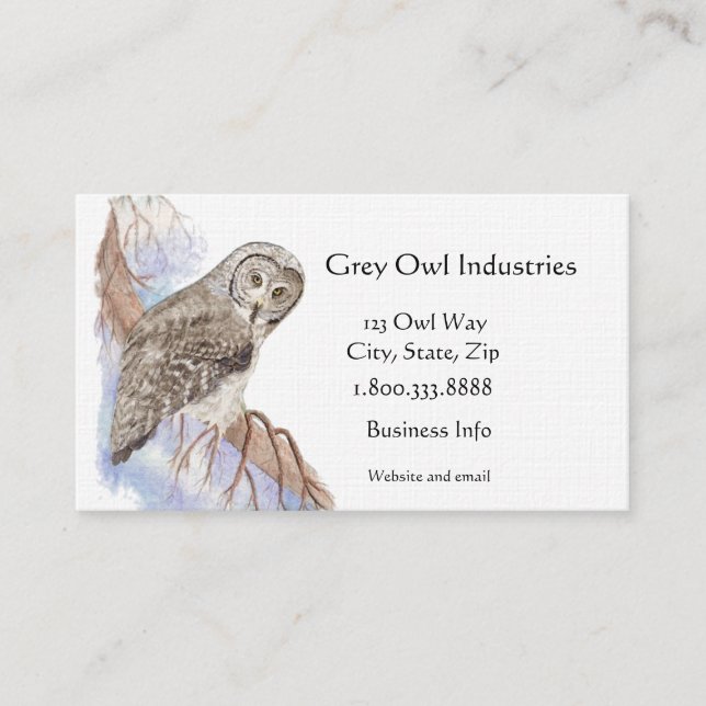 Graue Owl Industries Bird and Business Card Visitenkarte (Vorderseite)