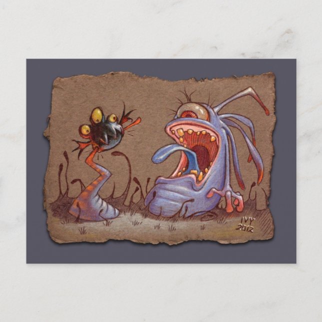 Graue Papierskizze: Schwanz Biter Postkarte (Vorderseite)