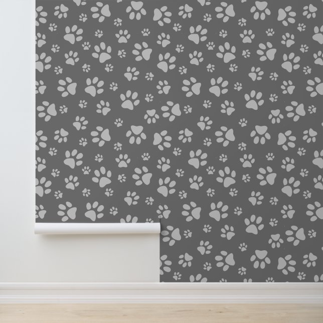 Graue Paw Prints Design Tapete (Anwendung)