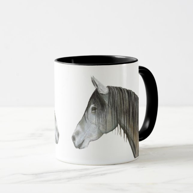 Graue Pferdemagie-Tasse Tasse (VorderseiteRechts)