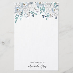 Graue Pfingstrosen-personalisierter Notizblock Briefpapier