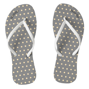 Graue & Pfirsich gepunktete Flip Flops