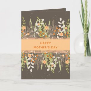 Graue Pfirsich-Minimalist-Floralband Muttertag Karte