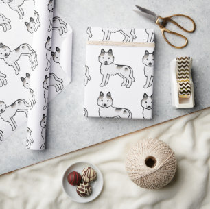 Graue Piebald-Sibirische-Husky-Hunde Muster Geschenkpapier