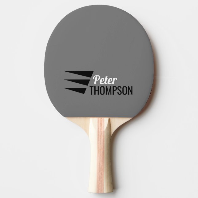 Graue Ping Pong Paddle mit seinem Namen Tischtennis Schläger (Vorderseite)