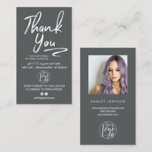 Graue Pinsel Foto Logo-Reihenfolge danke Visitenkarte