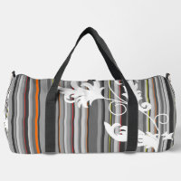 Graue Pinstriche mit Flora Detail Druck Nähtasche