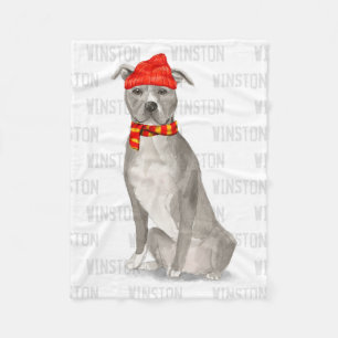 Graue Pit Bull mit Hundenname Pet Fleecedecke